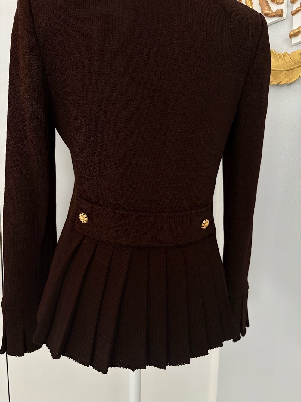 St. John Chocolate Brown Zip-Front Jacket with Petite Collar - Picture 5 of 8